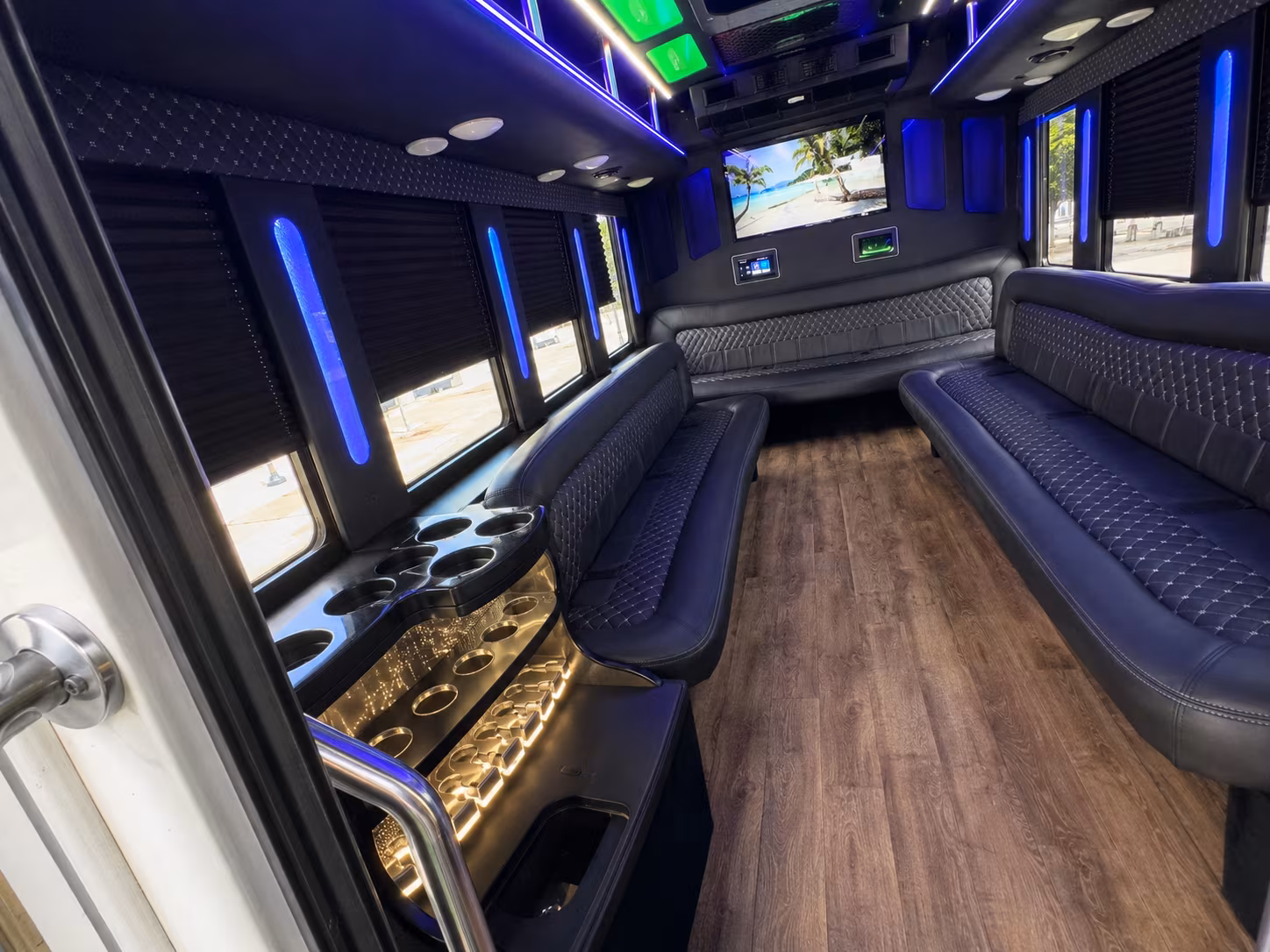 Frisco Birthday, Sweet 16, & Quinceañera Transportation party bus interior