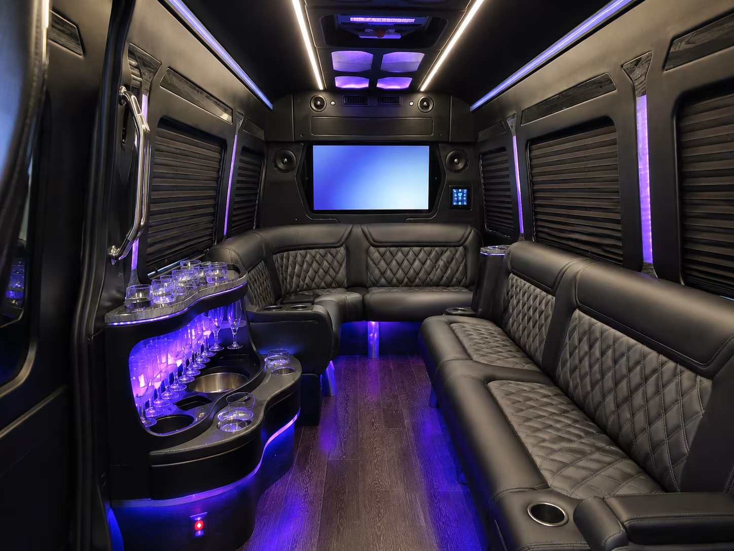 Frisco School Event Transportation party bus exterior