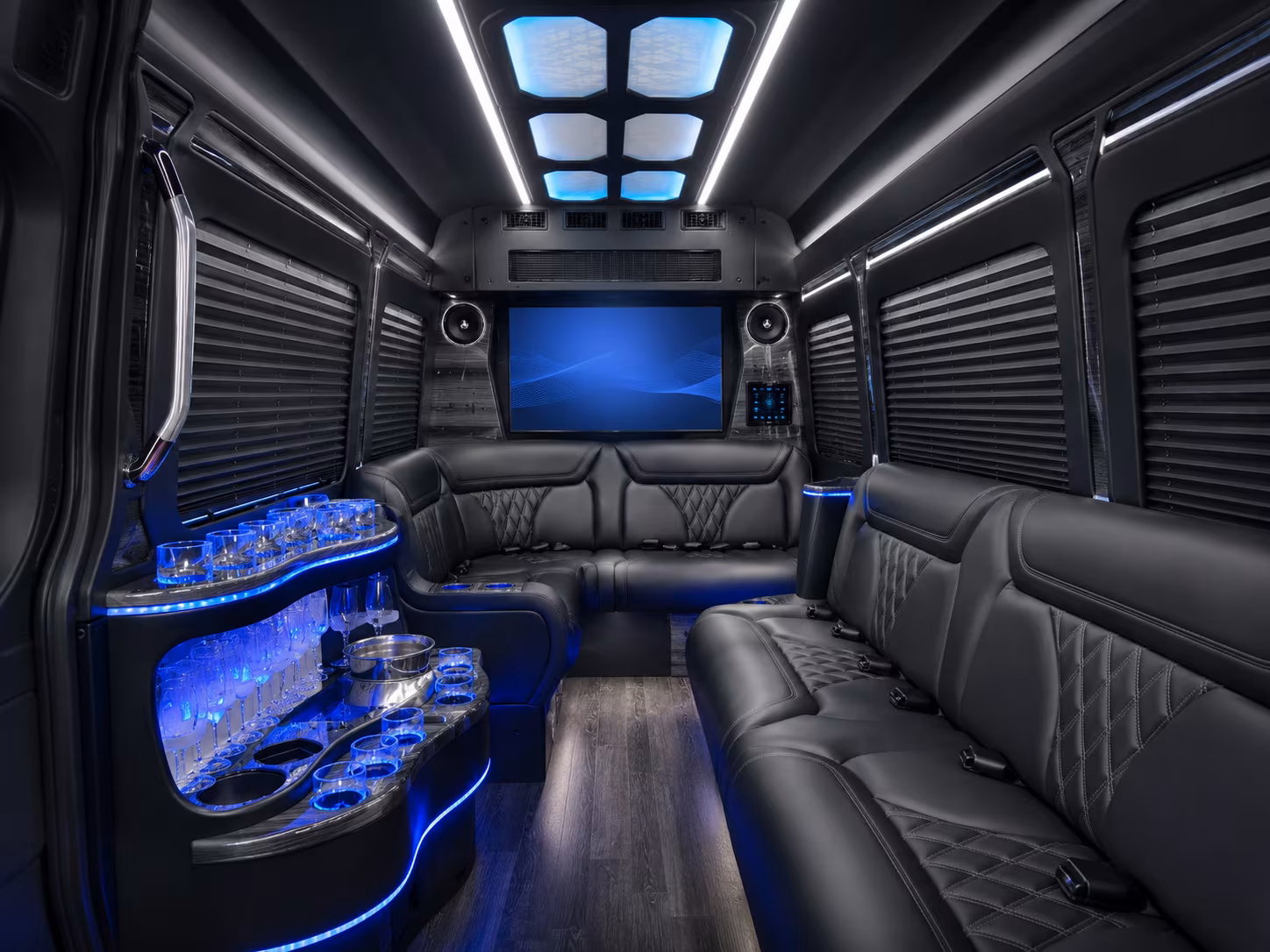 Frisco School Event Transportation party bus exterior