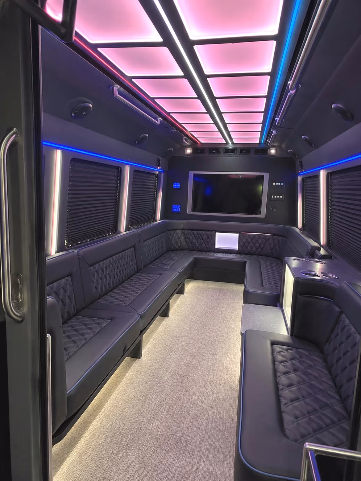 Frisco Wedding Transportation party bus interior