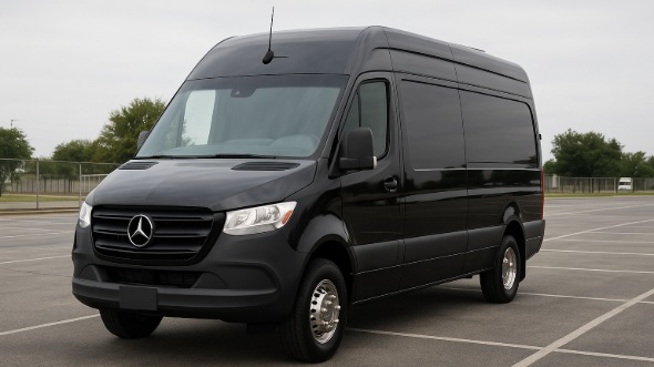 Exterior of Charter Bus Company Grapevine's 14 Passenger Sprinter Limousine in Grapevine
