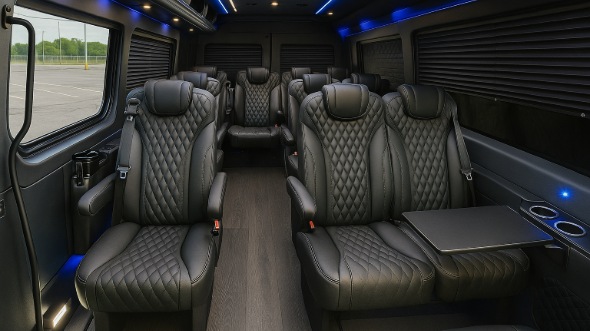 Interior of Charter Bus Company Frisco's 15 Passenger Minibus in Frisco
