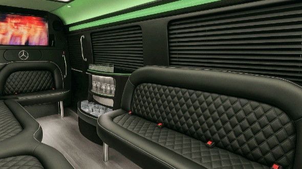 Interior of Charter Bus Company Allen's 18 Passenger Party Bus in Allen