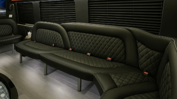 Interior of Charter Bus Company Lewisville's 18 Passenger Party Bus in Lewisville