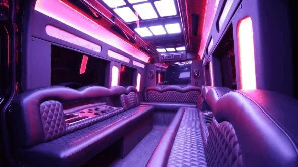Interior of Charter Bus Company Little Elm's 18 Passenger Party Bus in Little Elm