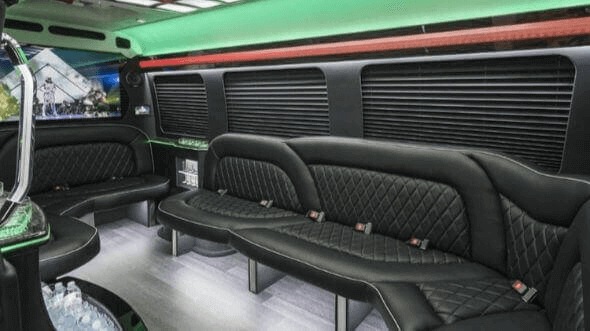 Interior of Charter Bus Company Richardson's 18 Passenger Party Bus in Richardson