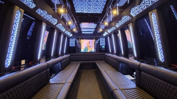 Interior of Frisco Party Bus Company's 20 Passenger Party Bus in Frisco