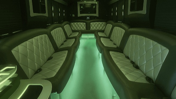 Interior of Charter Bus Company Little Elm's 20 Passenger Party Bus in Little Elm