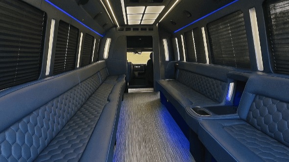 Interior of Charter Bus Company Garland's 25 Passenger Party Bus in Garland