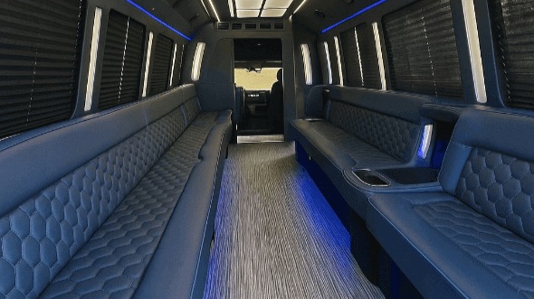 Interior of Charter Bus Company Little Elm's 25 Passenger Party Bus in Little Elm