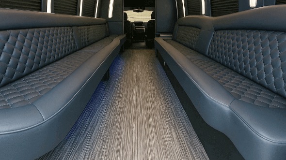 Interior of Charter Bus Company Allen's 28 Passenger Party Bus in Allen