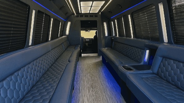 Interior of Charter Bus Company Garland's 28 Passenger Party Bus in Garland
