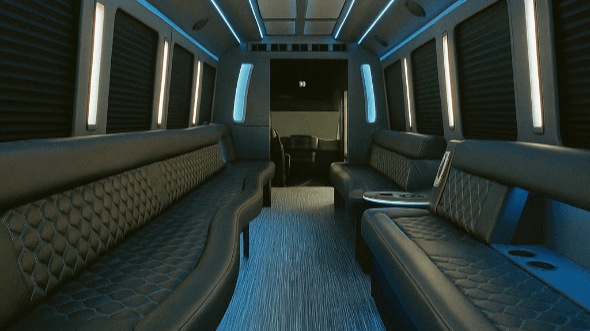 Interior of Charter Bus Company Allen's 40 Passenger Party Bus in Allen