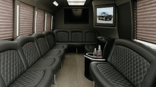 Interior of Charter Bus Company Grapevine's 50 Passenger Party Bus in Grapevine